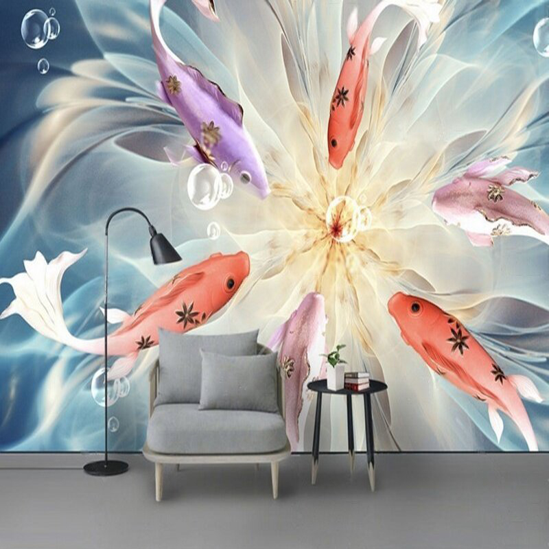 Commercial Wallpaper Printing - Moderno y elegante pez pavo real