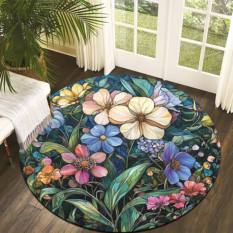 Commercial Glass Printing - Alfombra Circular de Vidrio Manchado con