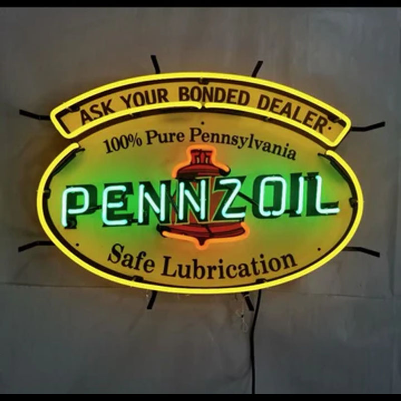 Commercial Glass Printing - Letreros de Neón para Gasolineras Pennzoi,