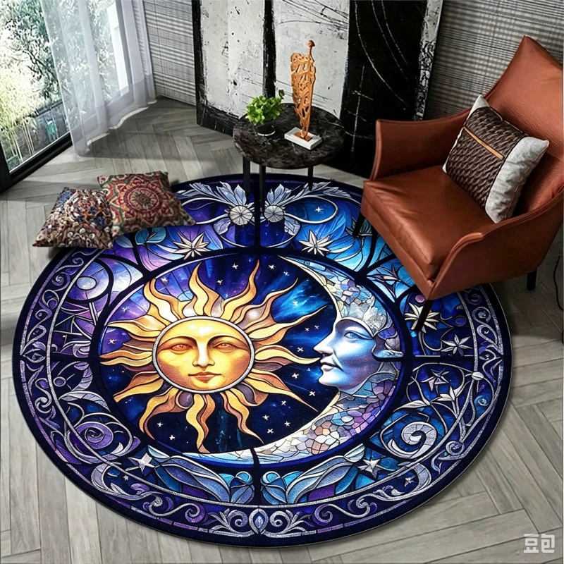 Alfombra Redonda Mística Sol y - Commercial Glass Printing reseña y precio