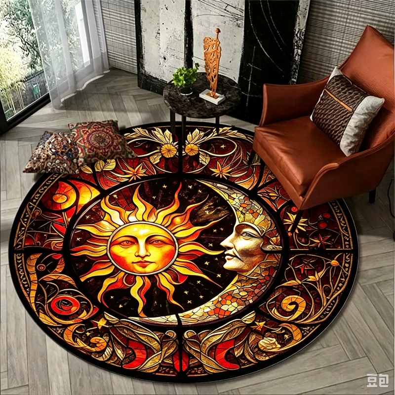 Alfombra Redonda Mística Sol y - Commercial Glass Printing reseña y precio