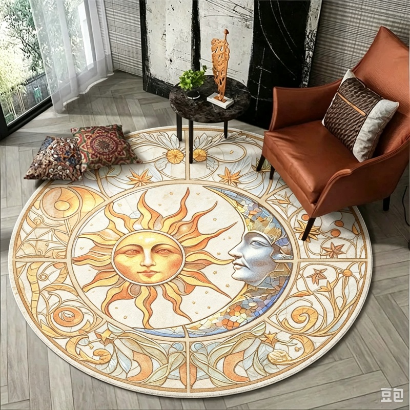 Alfombra Redonda Mística Sol y - Commercial Glass Printing reseña y precio